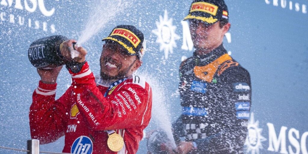 Hamilton triunfa em Barcelona, ​​primeiro sucesso com a Ferrari. Antonelli e Leclerc fora