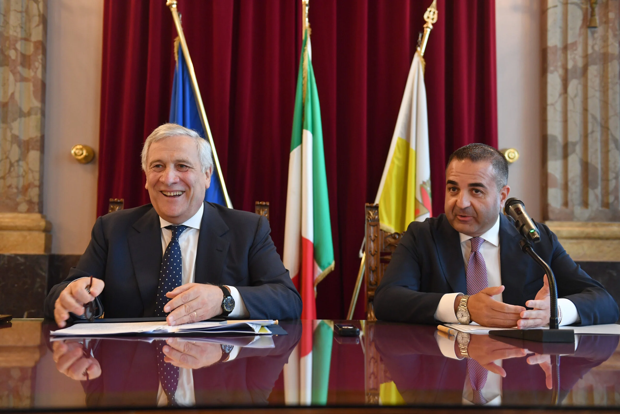 Tajani em Reggio com o prefeito Cannizzaro
