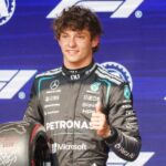 O triunfo de Antonelli na Bélgica: a Ferrari de Leclerc está em segundo, Hamilton em quarto. Russel se aposentou