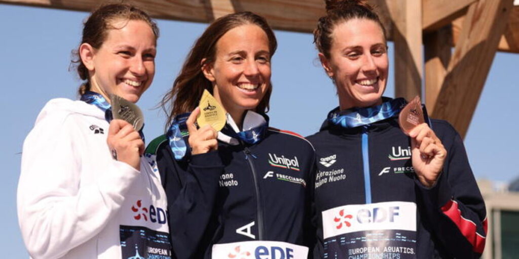 Grande Itália nos campeonatos europeus de natação. Ouro Taddeucci nos 10 km, Caponi bronze