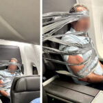 Passageiro violento em voo, imobilizado com fita adesiva e braçadeiras