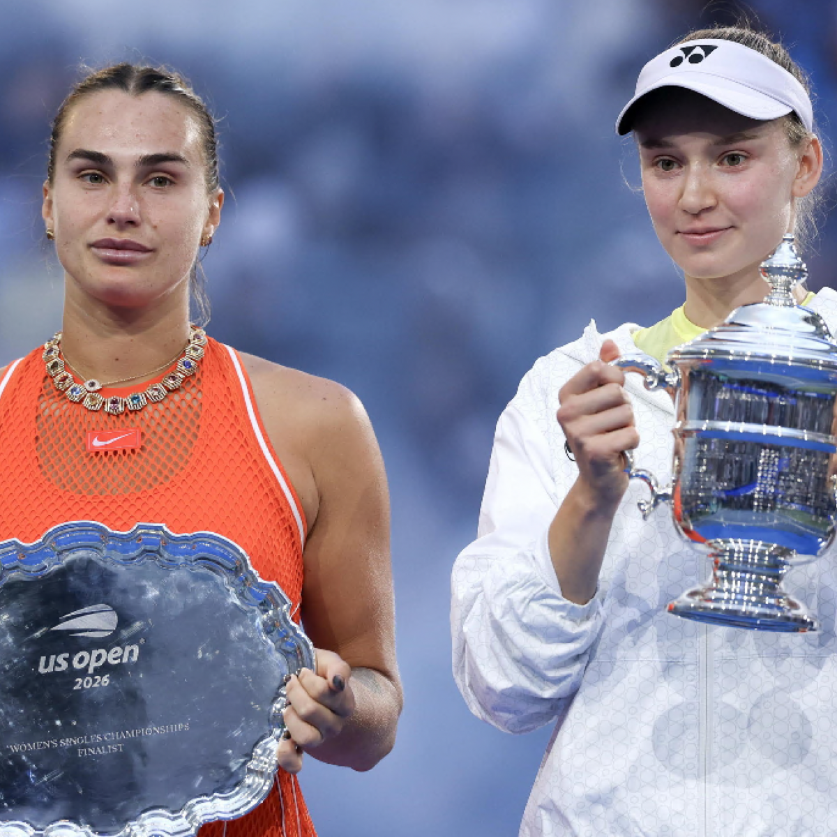 Sabalenka e Rybakina após a final do Aberto dos Estados Unidos